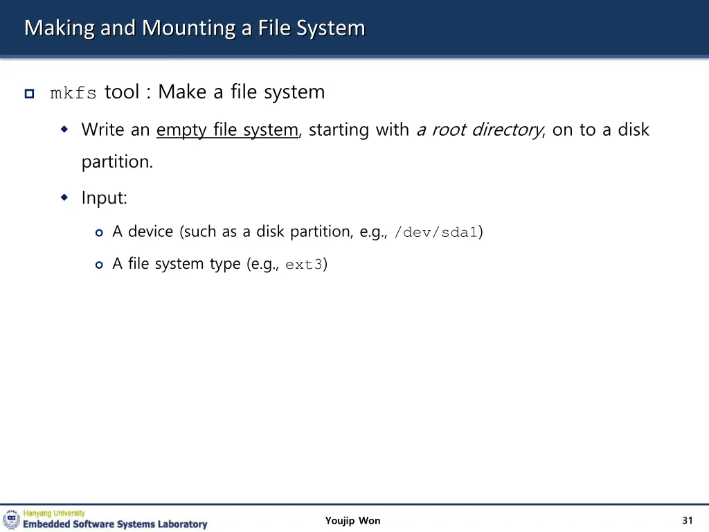 making and mounting a file system