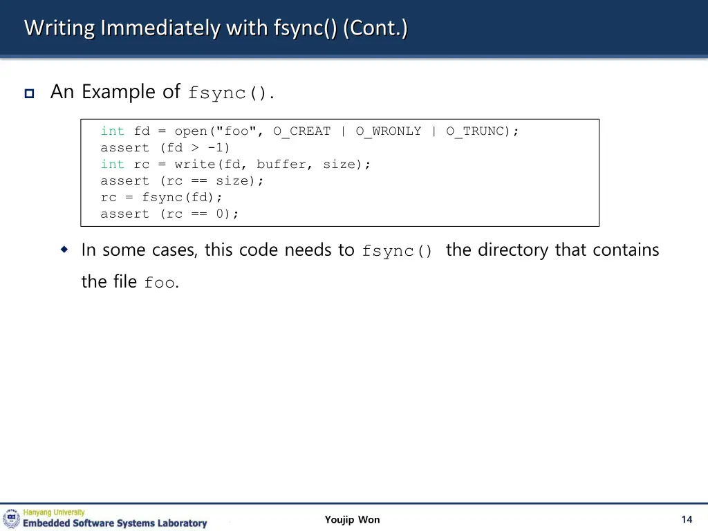 writing immediately with fsync cont 1