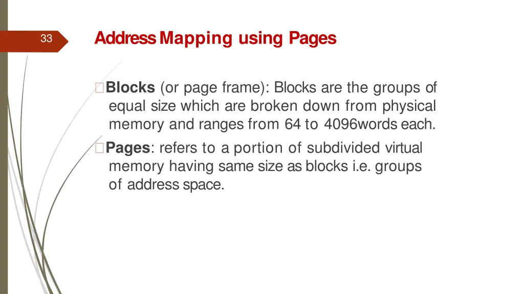 address mapping using pages