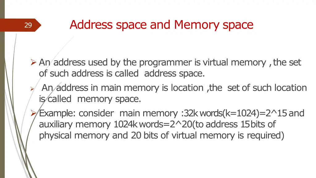 address space and memory space