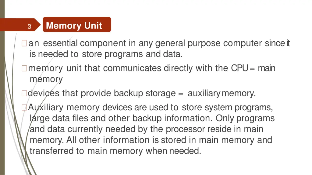 memory unit