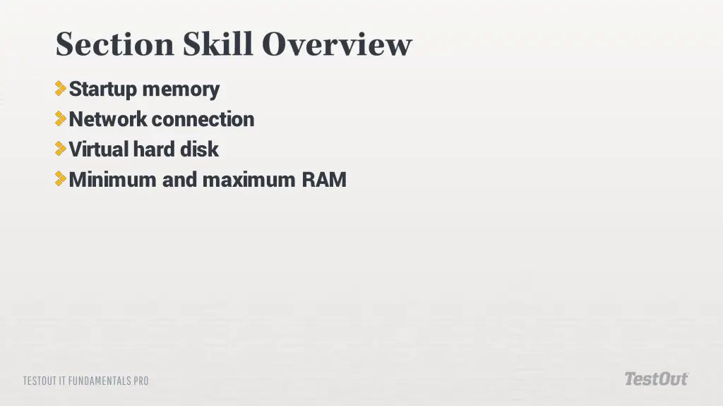 startup memory network connection virtual hard