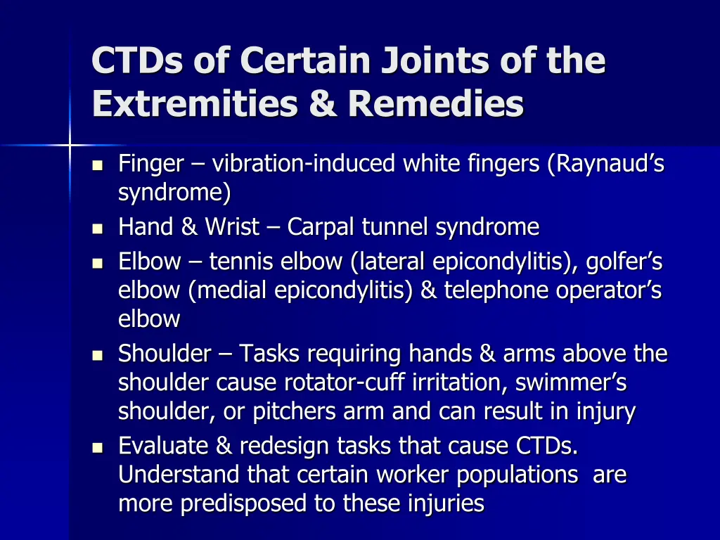 ctds of certain joints of the extremities remedies