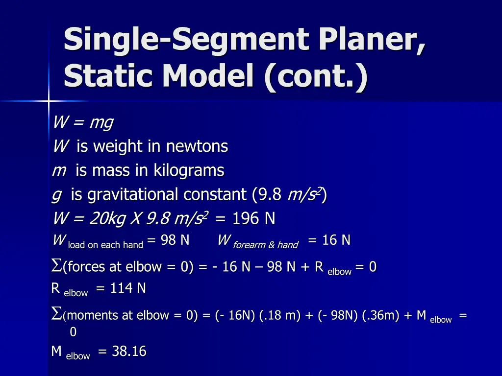 single segment planer static model cont