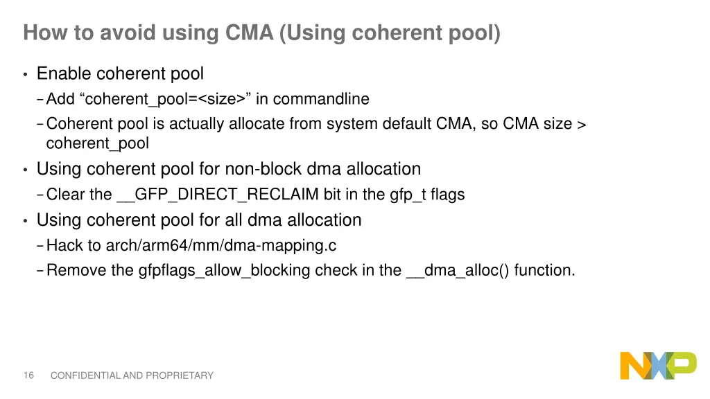 how to avoid using cma using coherent pool