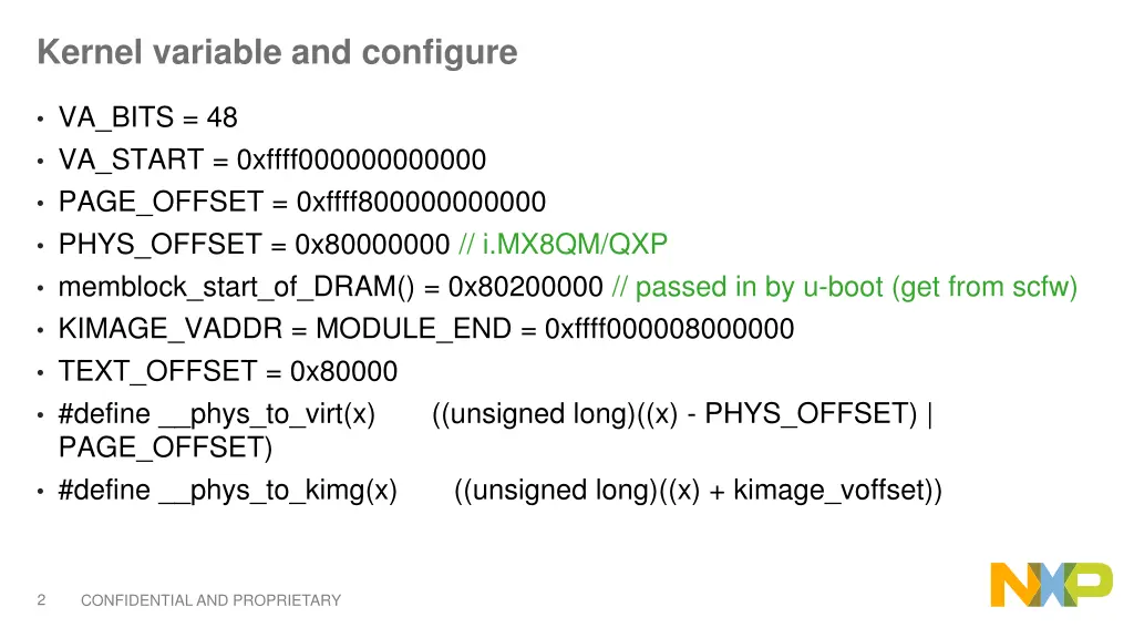 kernel variable and configure