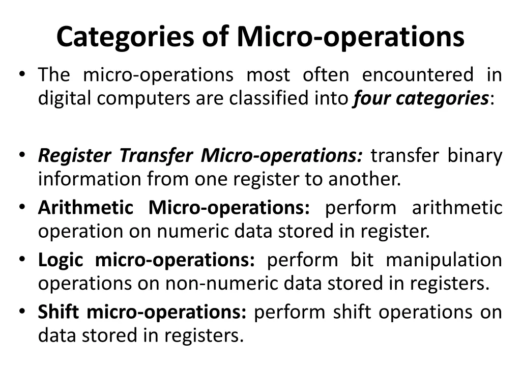 categories of micro operations the micro