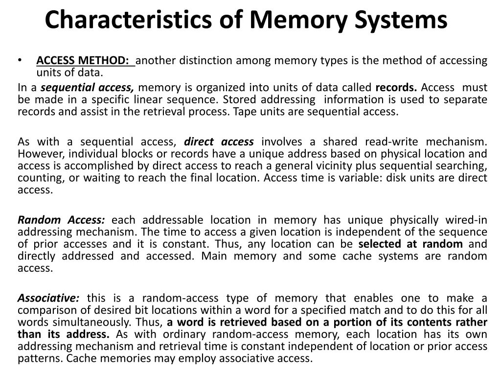 characteristics of memory systems 2