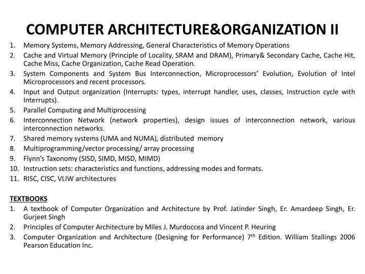 computer architecture organization ii memory