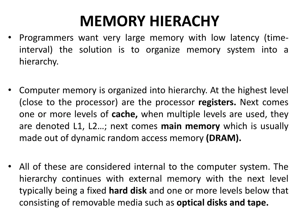 memory hierachy 1