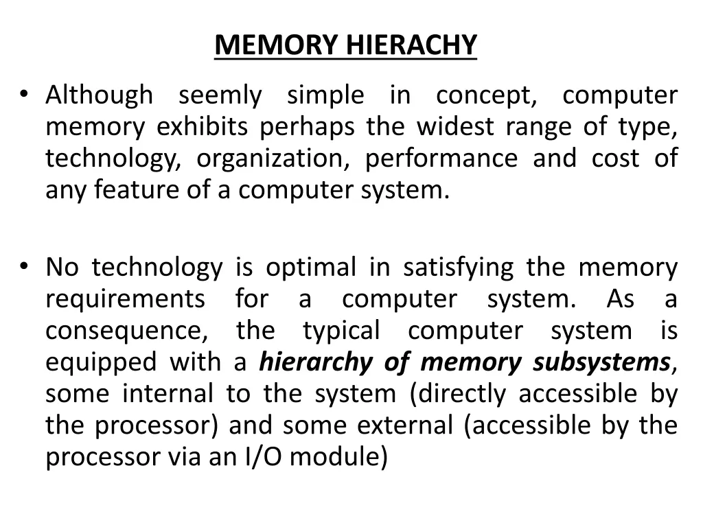 memory hierachy