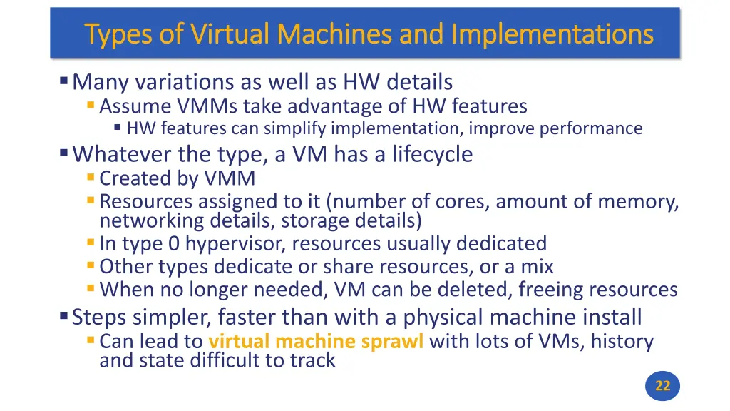 types of virtual machines and implementations