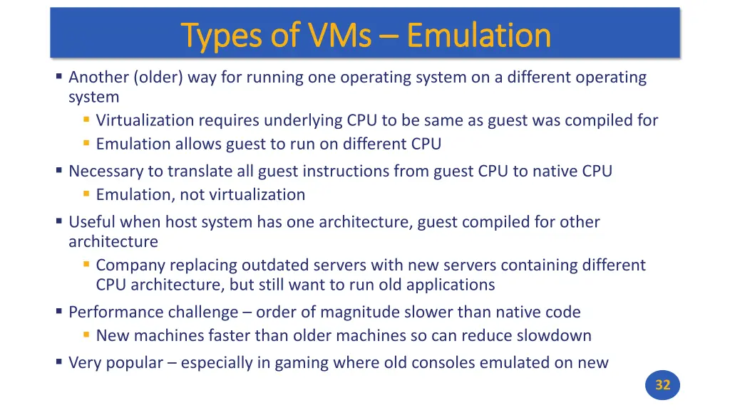 types of vms types of vms emulation