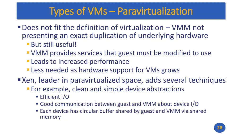 types of vms types of vms paravirtualization