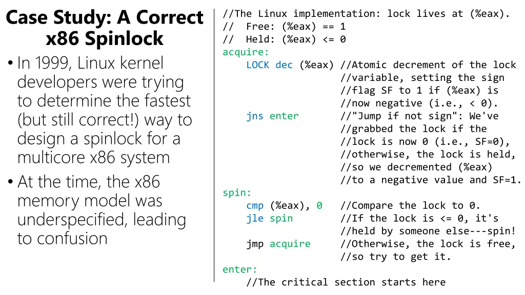 case study a correct x86 spinlock in 1999 linux 1