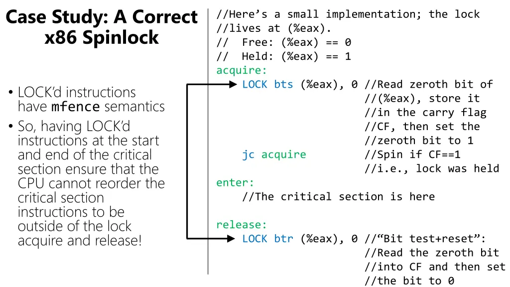 case study a correct x86 spinlock