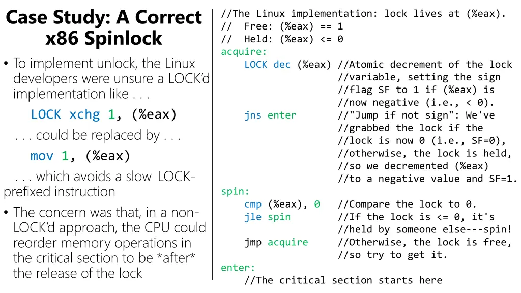 case study a correct x86 spinlock to implement