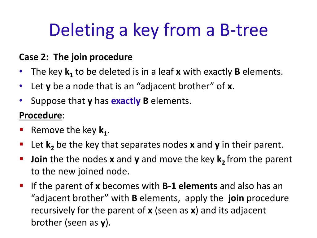 deleting a key from a b tree 4