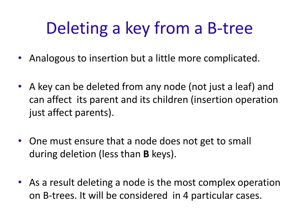 deleting a key from a b tree