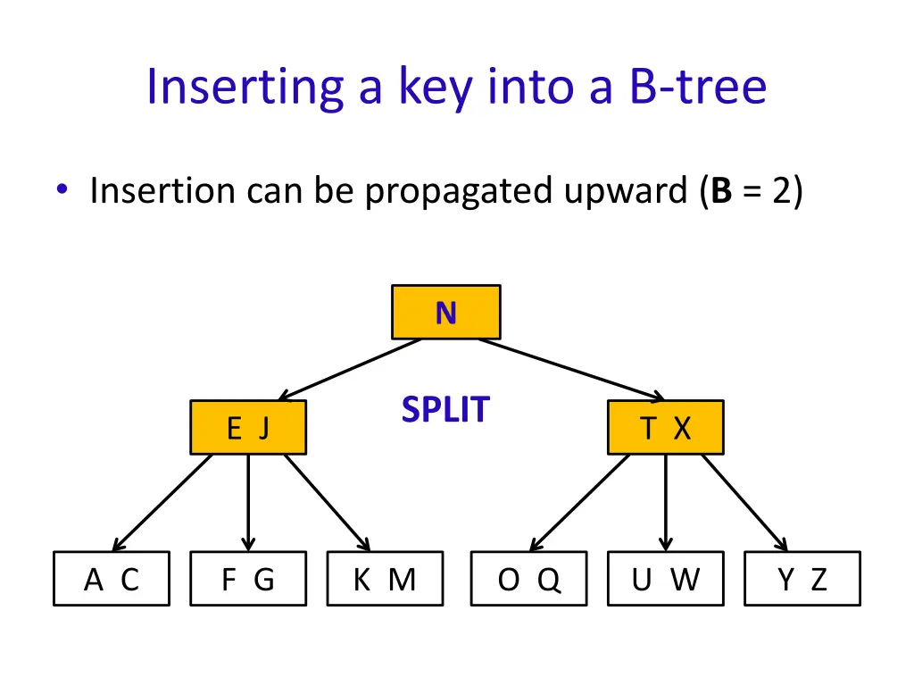 inserting a key into a b tree 4