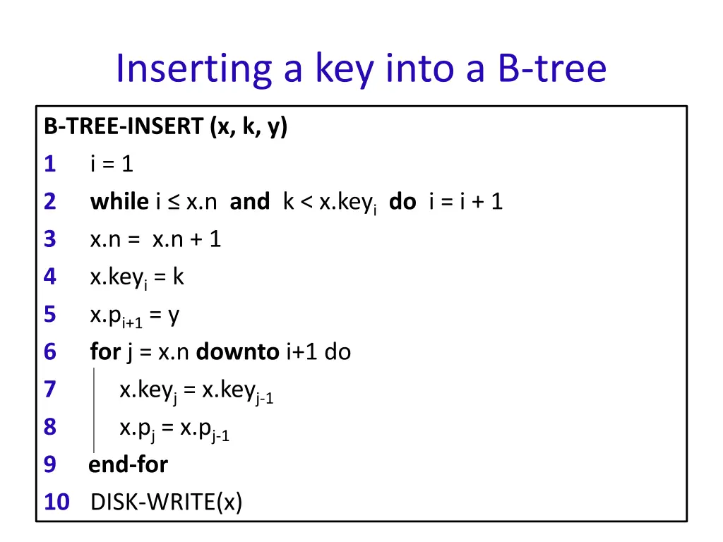 inserting a key into a b tree 5