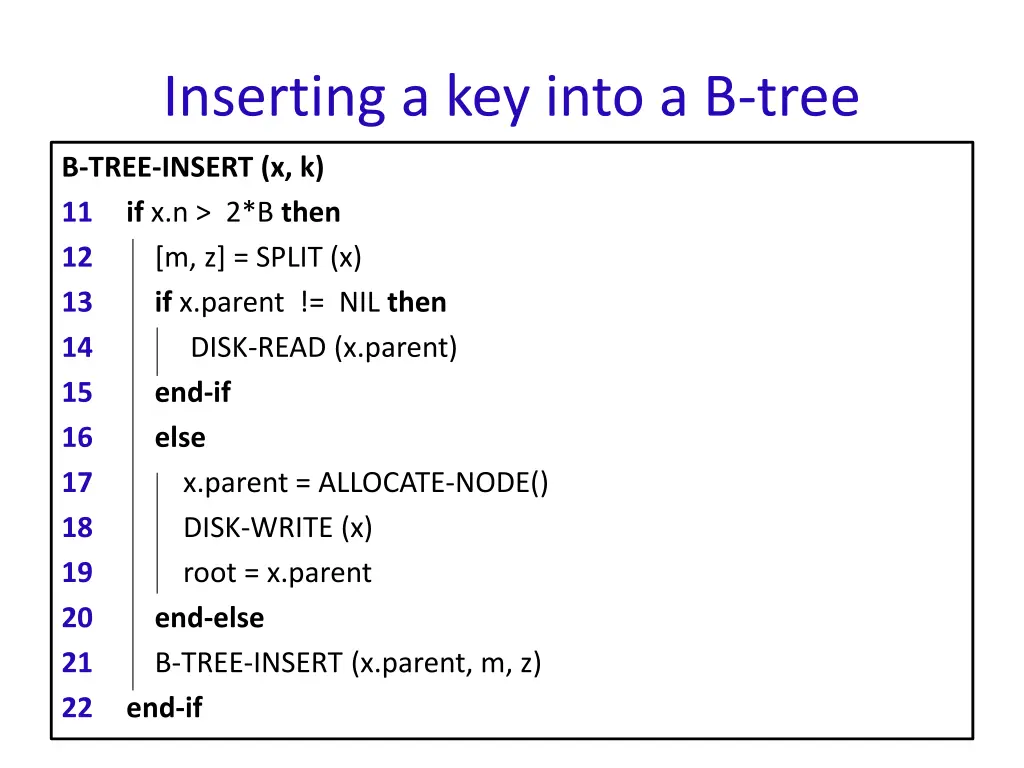 inserting a key into a b tree 6