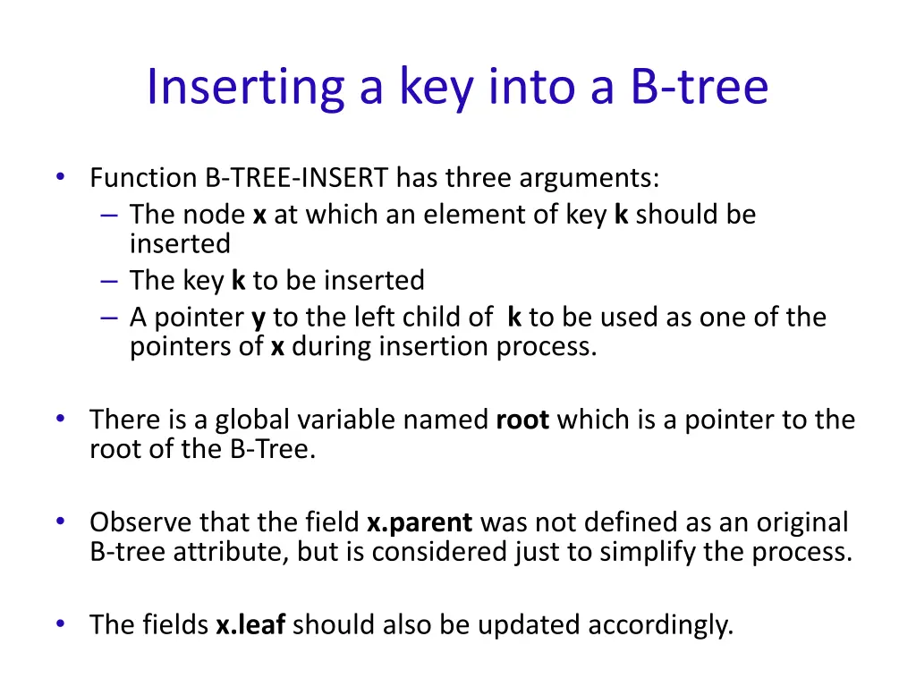 inserting a key into a b tree 8