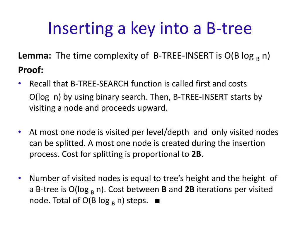 inserting a key into a b tree 9