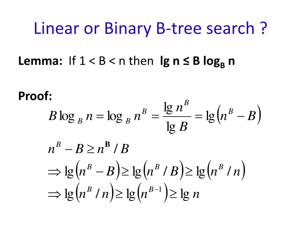 linear or binary b tree search