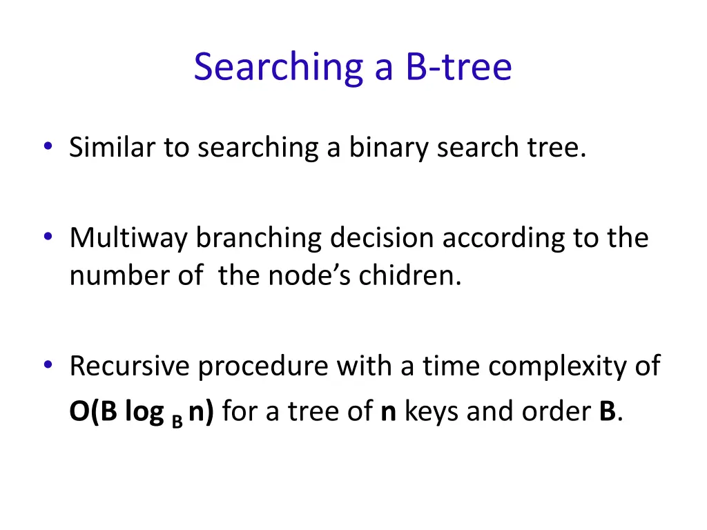 searching a b tree