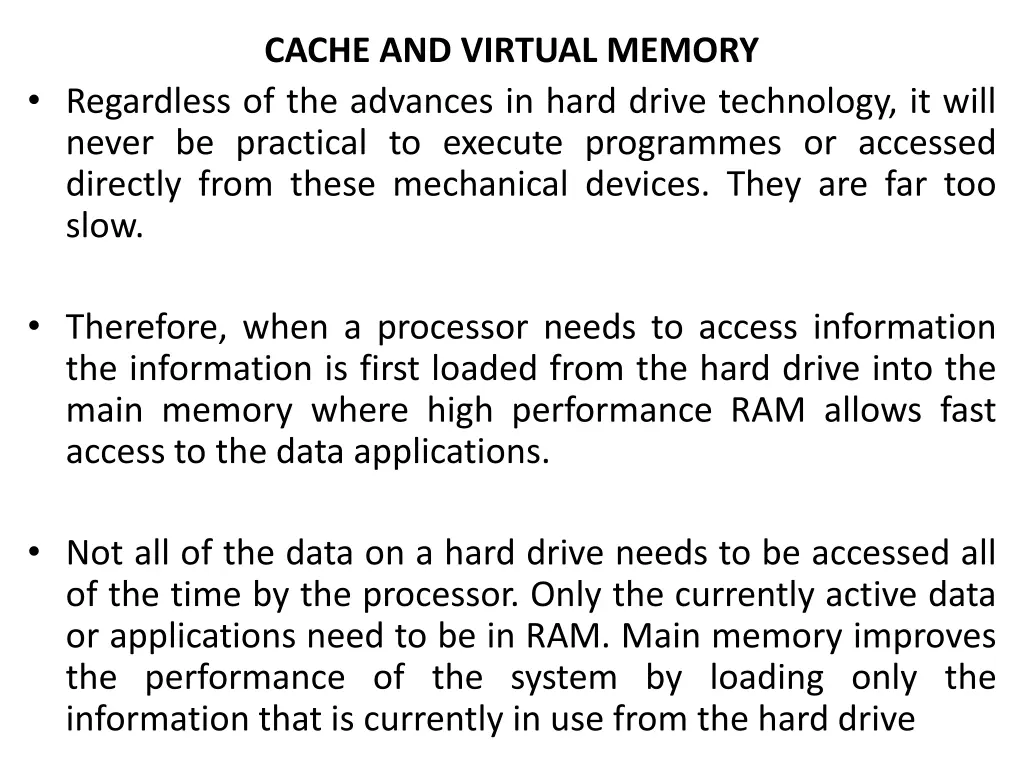 cache and virtual memory regardless