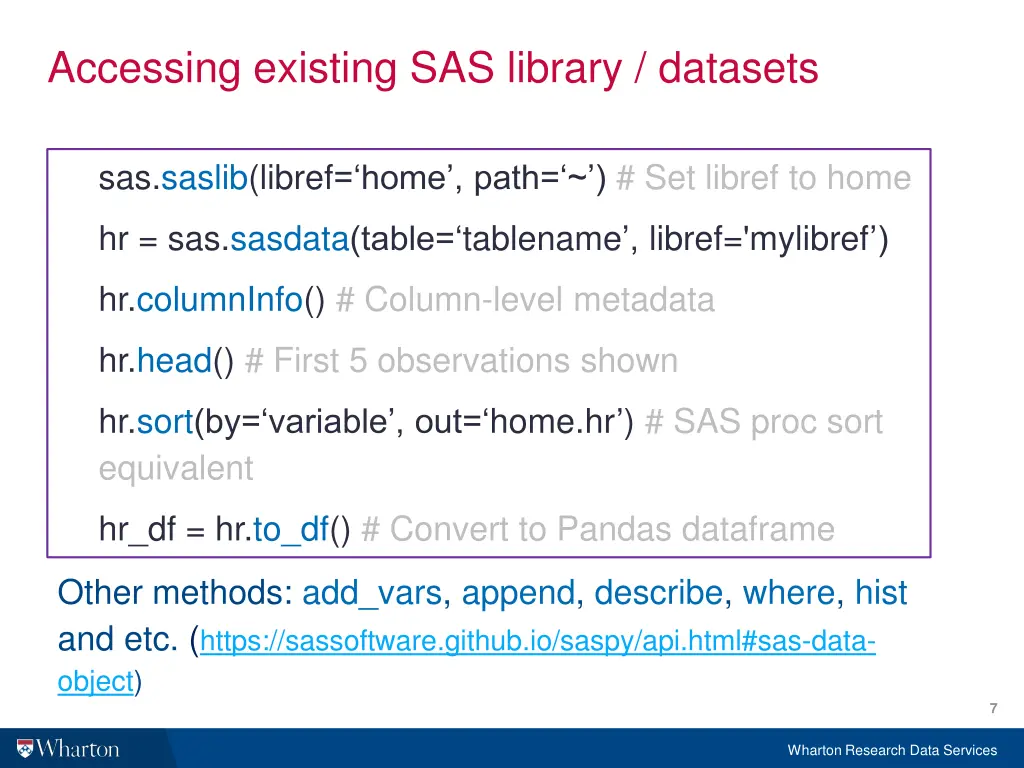 accessing existing sas library datasets