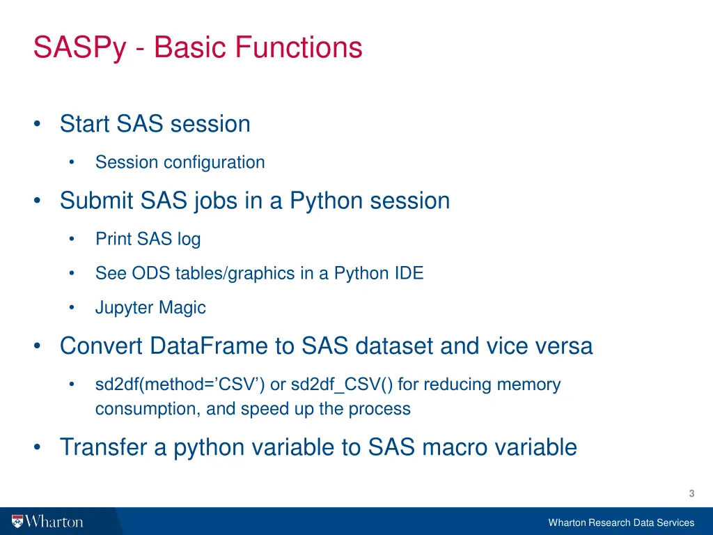 saspy basic functions