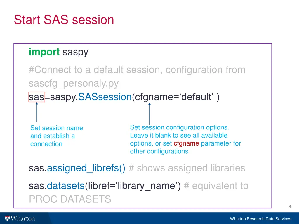 start sas session