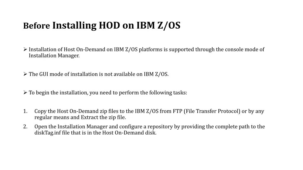 before installing hod on ibm z os