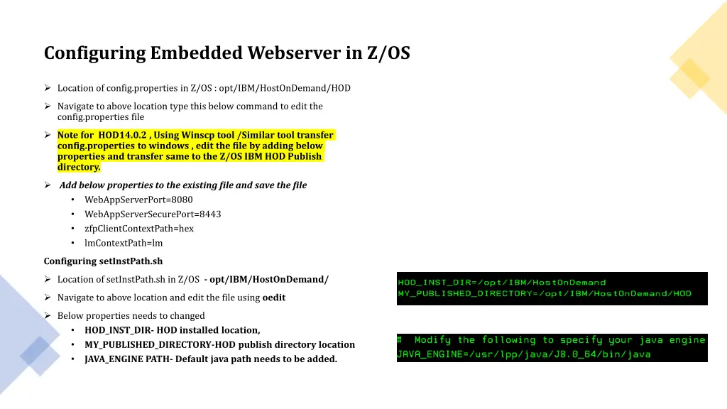 configuring embedded webserver in z os