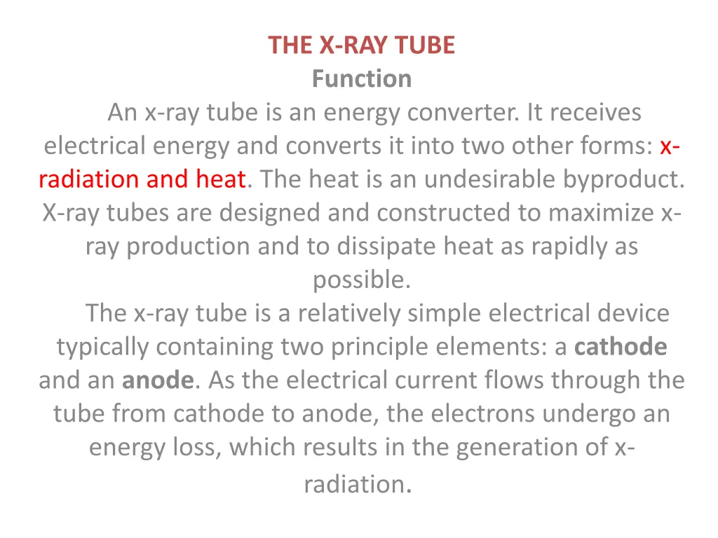 the x ray tube function