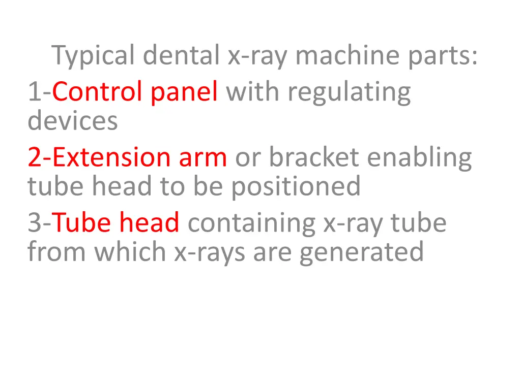 typical dental x ray machine parts 1 control