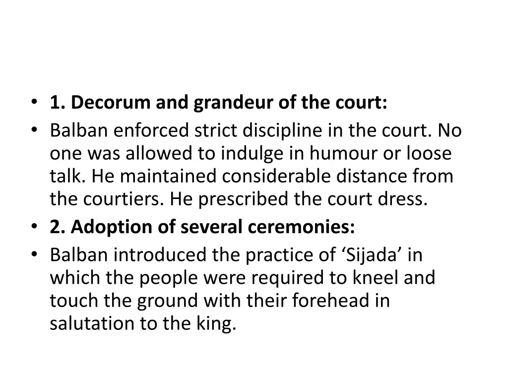 1 decorum and grandeur of the court balban