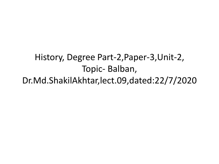 history degree part 2 paper 3 unit 2 topic balban