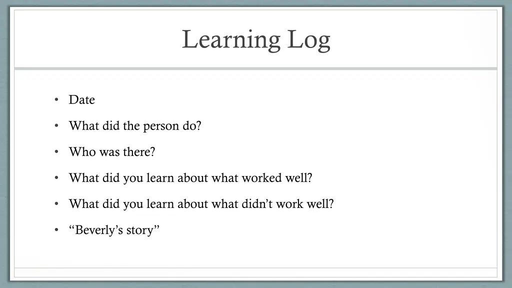 learning log