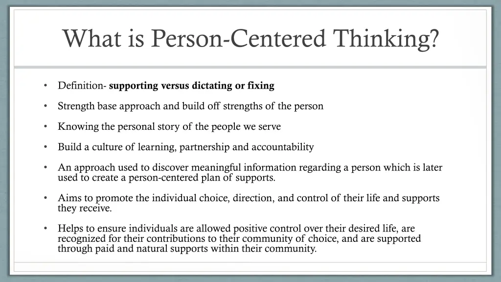 what is person centered thinking