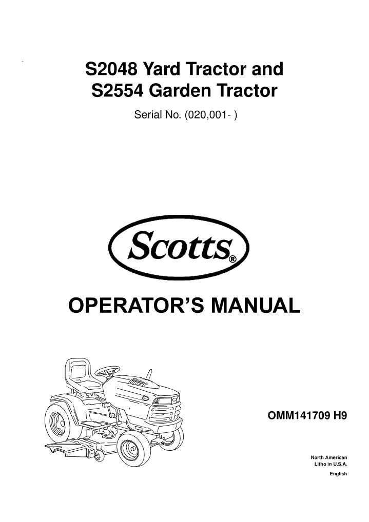 s2048 yard tractor and s2554 garden tractor