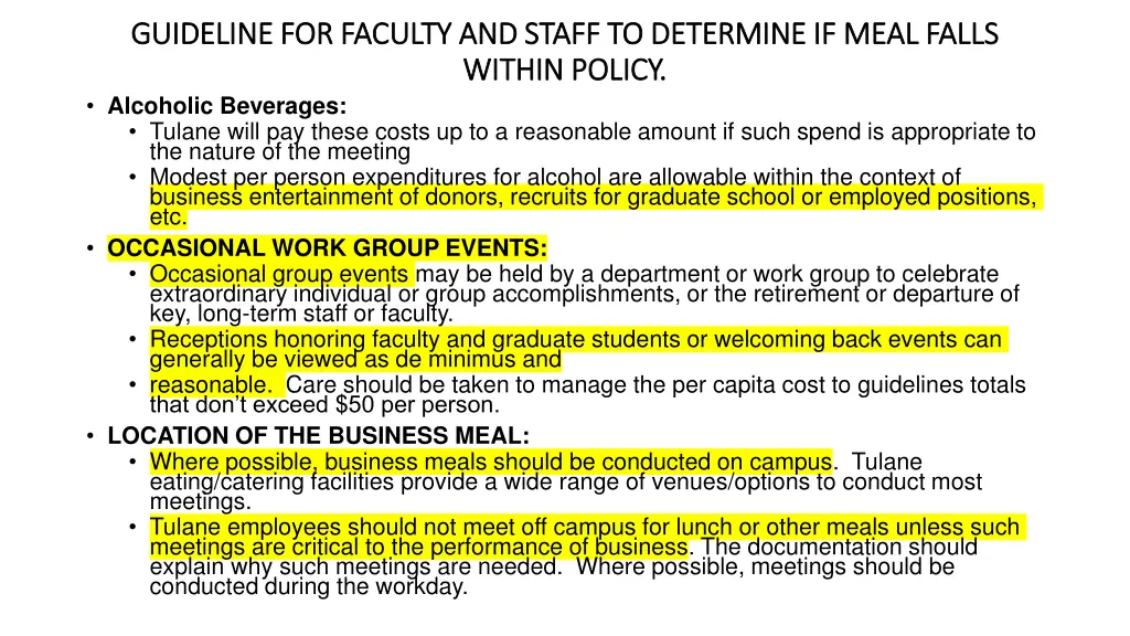 guideline for faculty and staff to determine