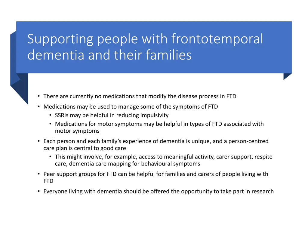 supporting people with frontotemporal dementia