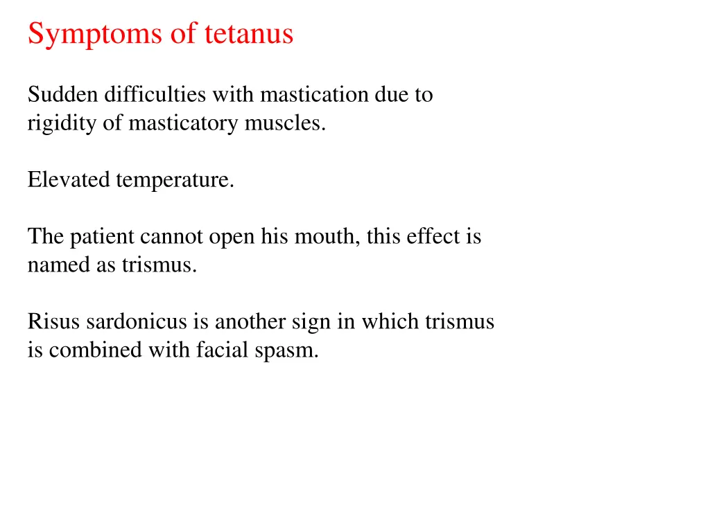 symptoms of tetanus