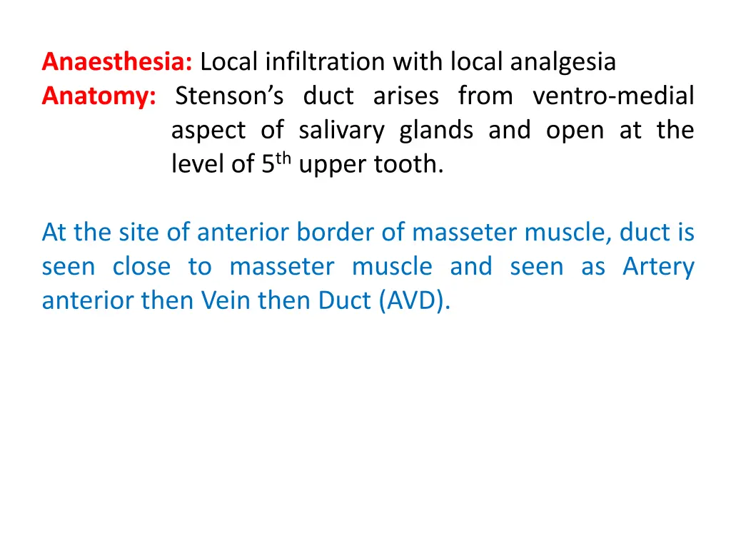 anaesthesia local infiltration with local