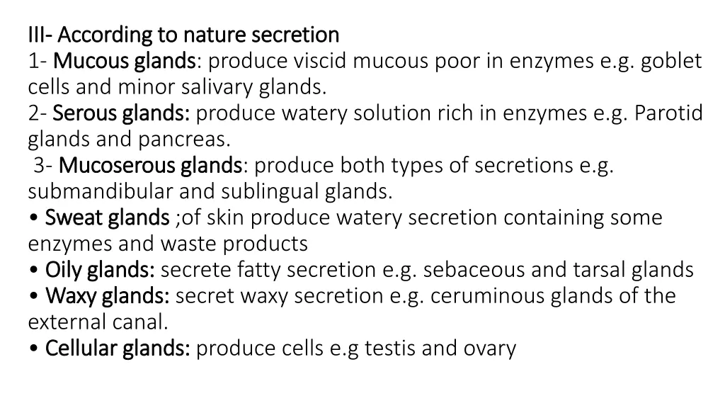 iii iii according to nature secretion according