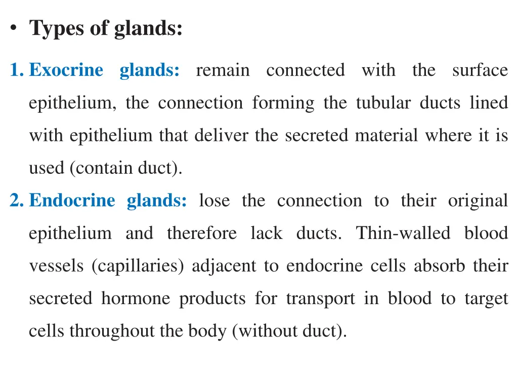 types of glands