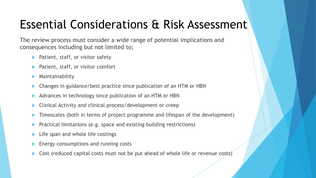 essential considerations risk assessment